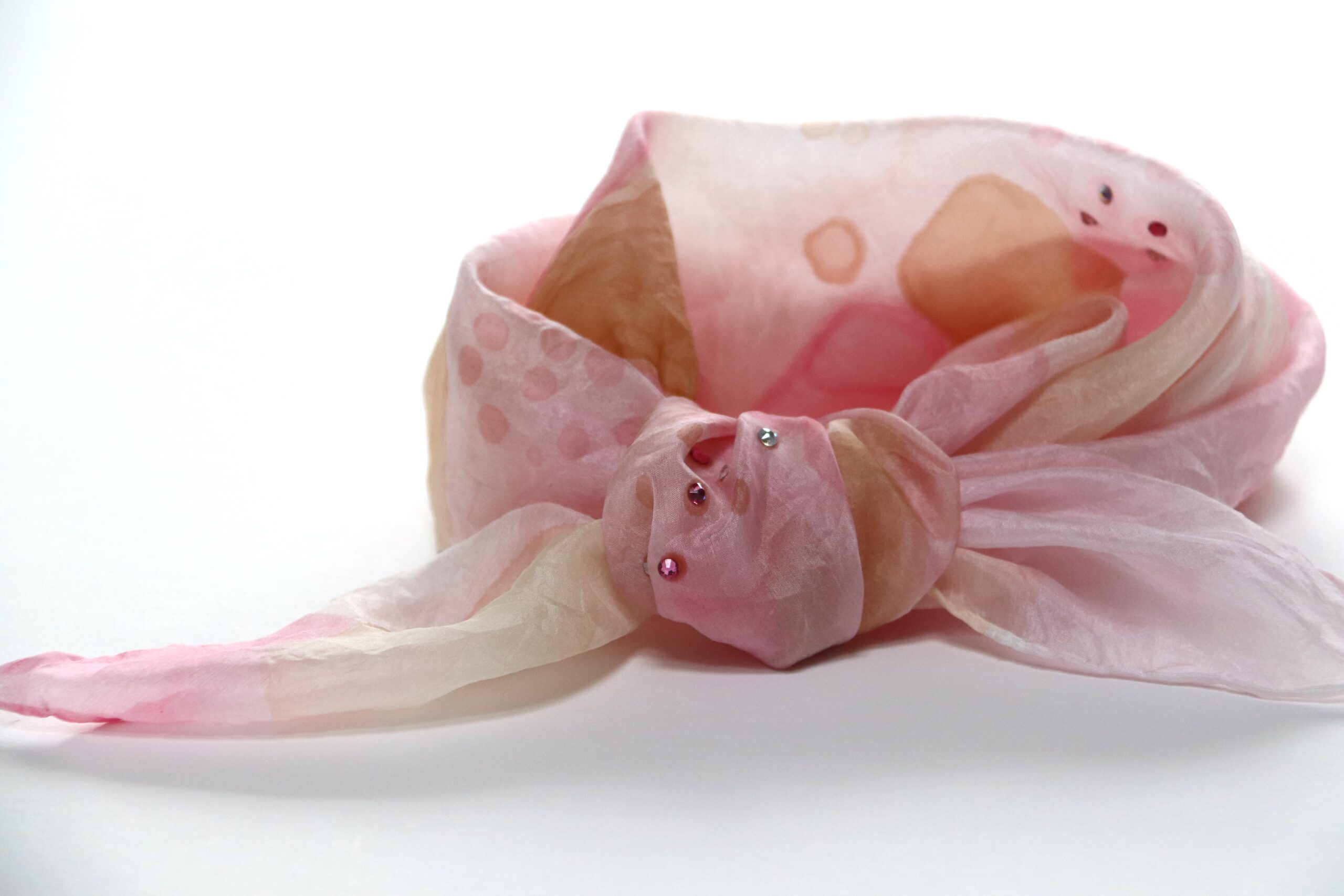 hodvábna šatka Ružová s kamienkami