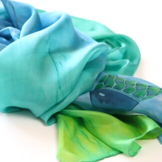 ručne maľovaný hodvábny šál RYBKY