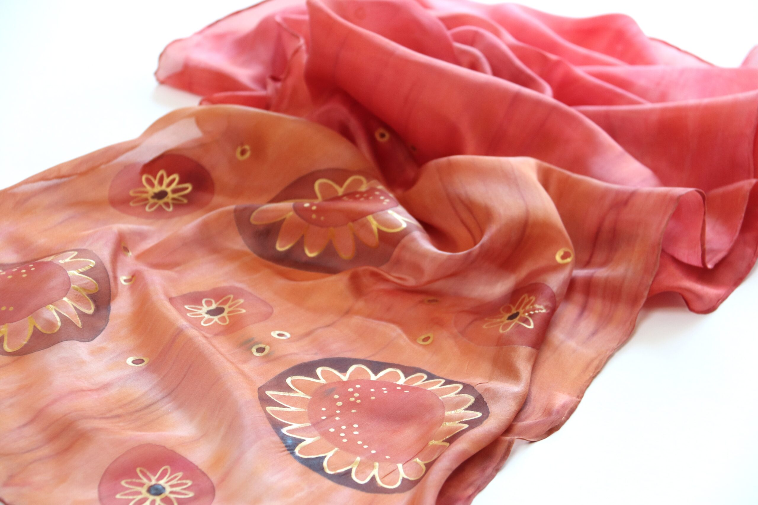 ručne maľovaný hodvábny šál SKROMNÁ 2. – Obrázok 4