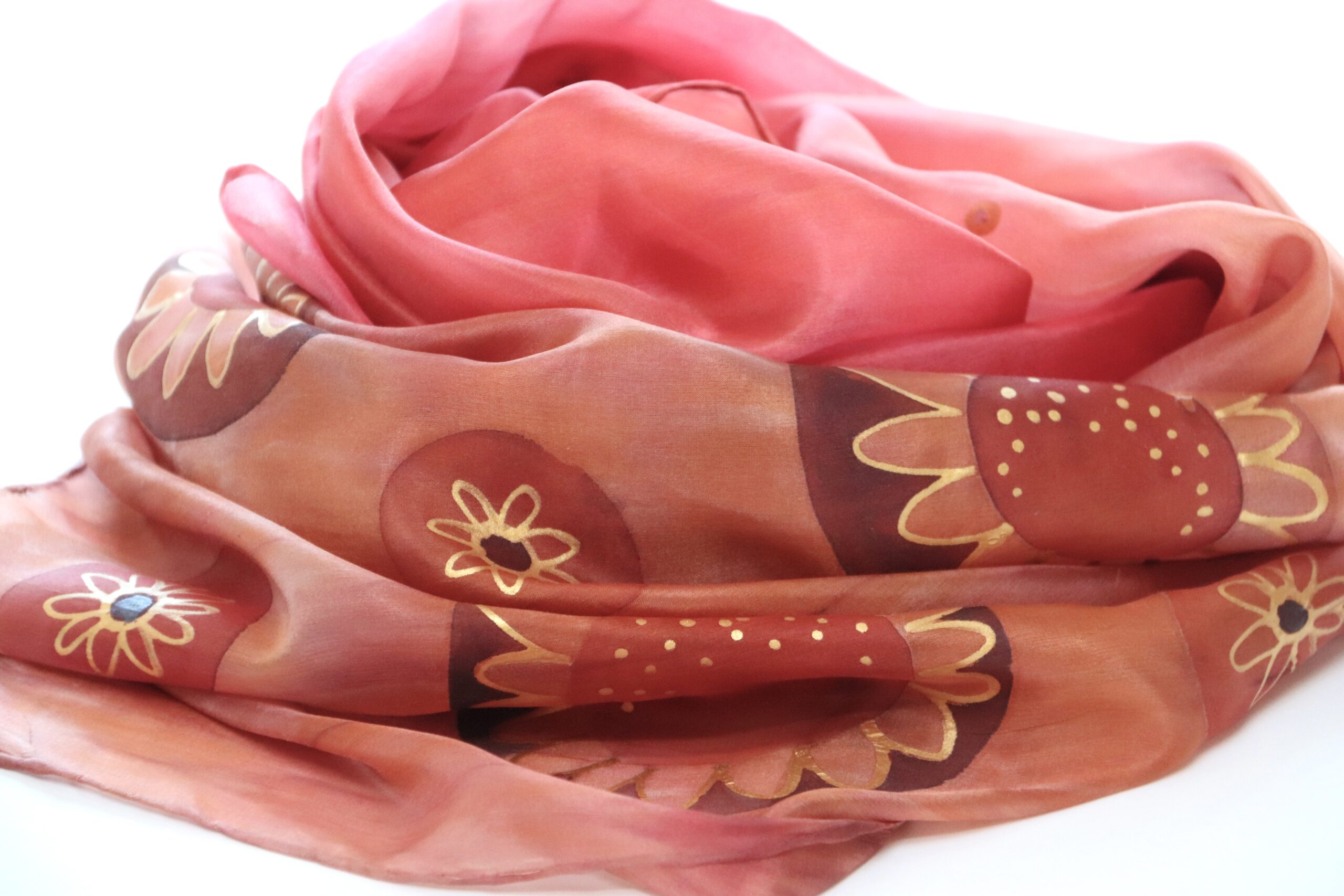 ručne maľovaný hodvábny šál SKROMNÁ 2. – Obrázok 2